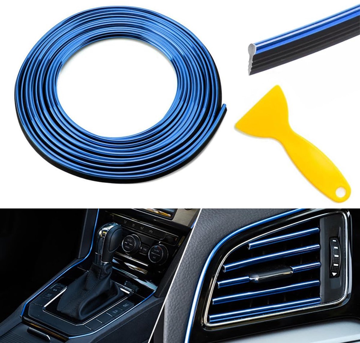 Auto interieur moulding trim 10m - universele accessoires - blauwe kleur - voor stijlvolle auto styling - ShopVlot
