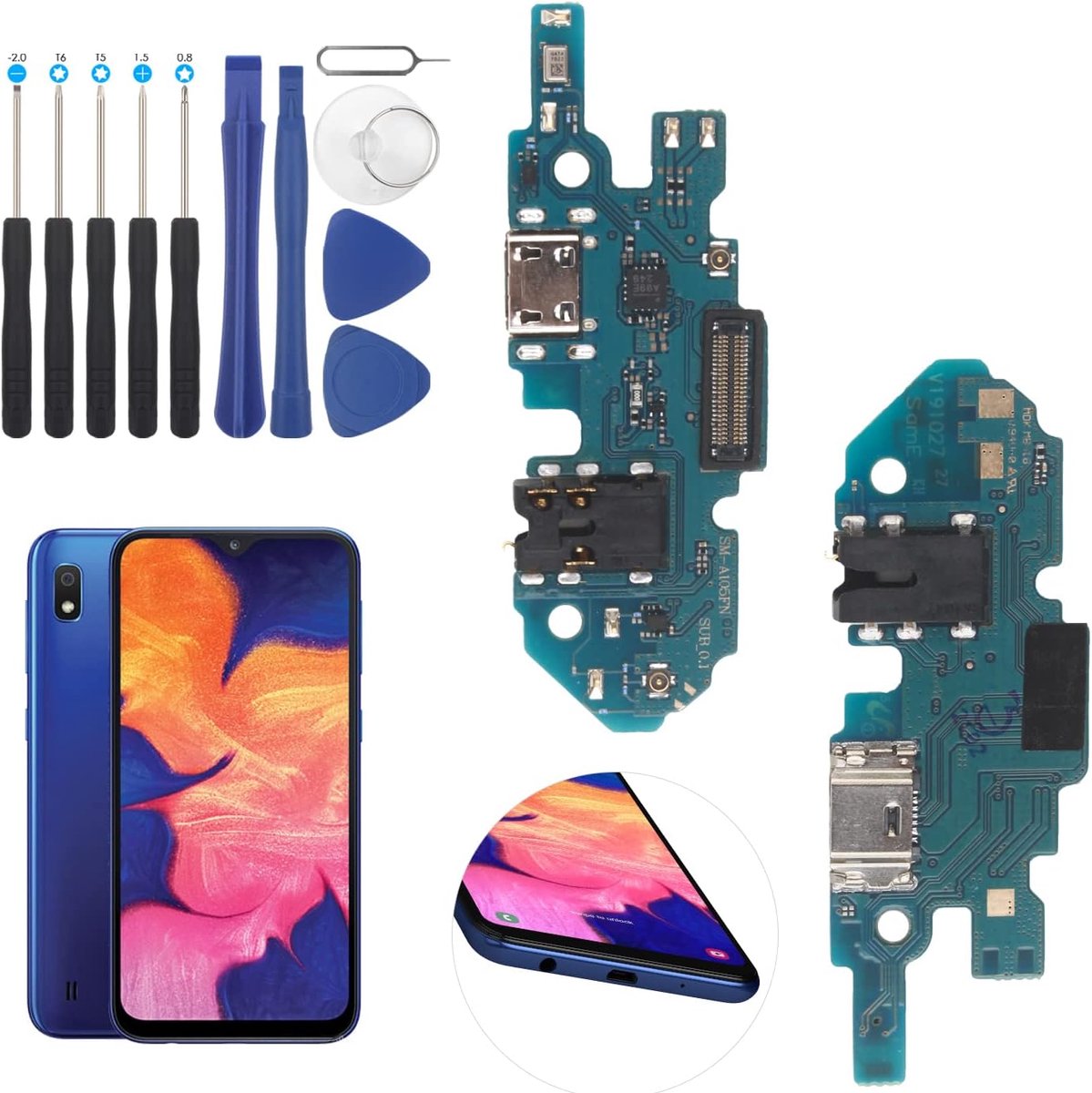 Dock Connector compatibel met Samsung Galaxy A10 A105 SM-A105FN oplaadbus oplaadpoort (geschikt voor dubbele kaarten)