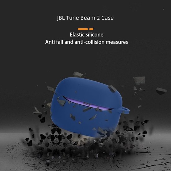 Hoesje compatibel met JBL Tune Beam 2, krasbestendig, schokbestendig, siliconen hoes compatibel met JBL Tune Beam 2 Bluetooth oortelefoon. Marineblauw van hoesje — afbeelding 4