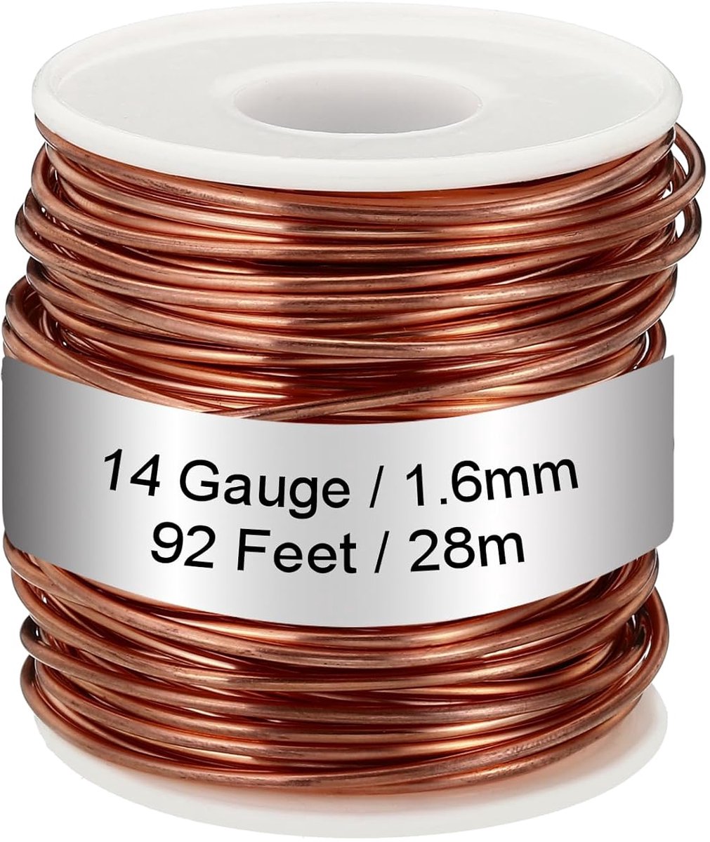 Draad, 14 gauge/1,6 mm diameter 92 voet/28 m 1 lb spoel puur koperdraad voor sieraden maken kralen tuinplanten