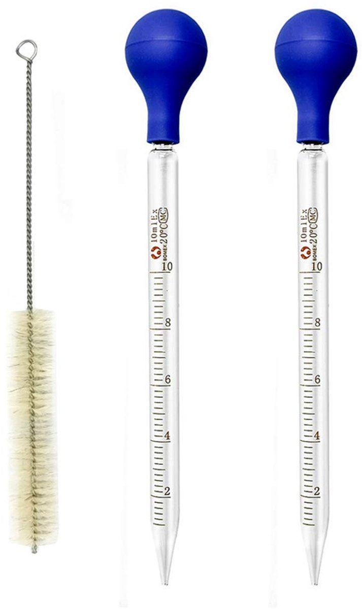 2 stuks glazen pipet druppelaar 10 ml transferpipet gegradueerde druppelaar meetpipetten met borstels voor laboratorium, levensmiddelen, onderzoek, geneeskunde, school
