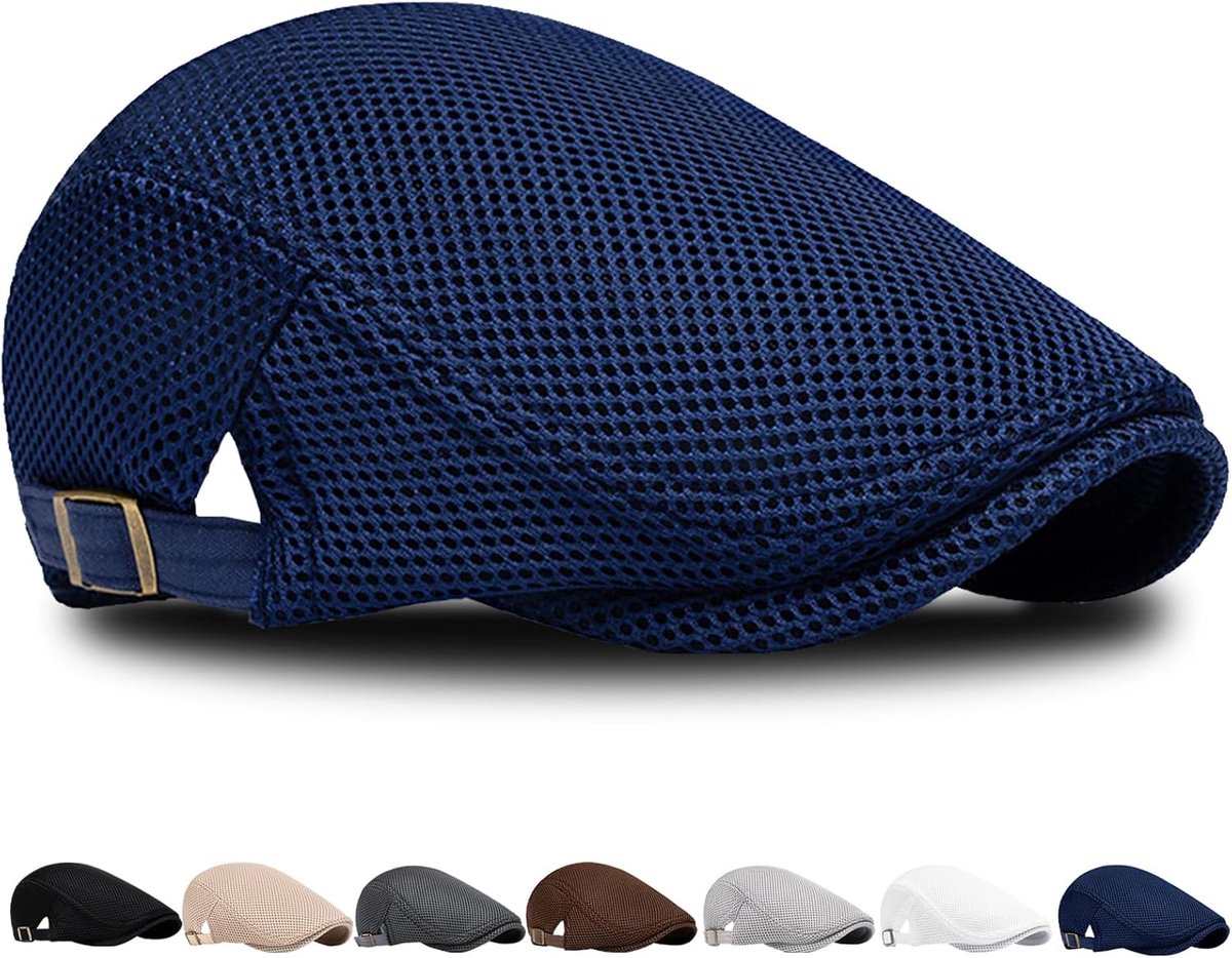Zonnehoed baret heren zomer ademend mesh, platte pet dames