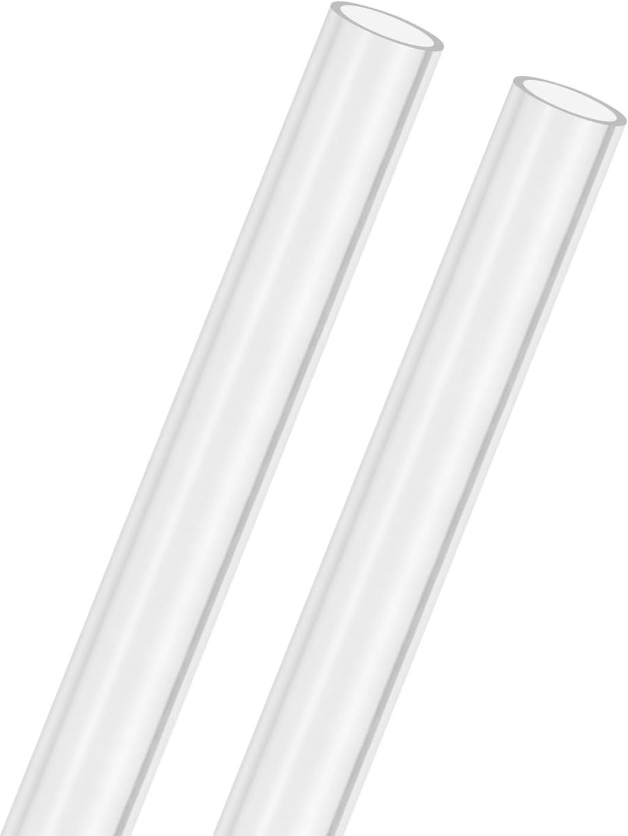 METERXITY 2-Pack Clear Stijve Acryl Pijp, 10mm [0.39"] ID x 12mm [0.47"] OD Plastic Ronde Buis voor Waterkoelingssysteem/Lampen/Fonteinen/Aquaria/Display Stand, Acryl Tubing [305mm/12IN]