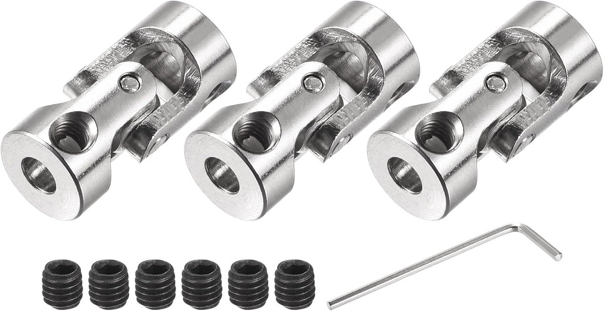 sourcing map 3 stuks draaibare kruiskoppeling askoppeling 4mm tot 6mm binnendiameter L23 x D11 met schroeven en moersleutel voor RC model