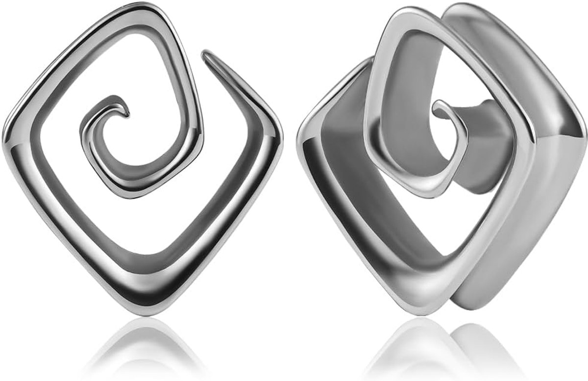 Saddles Flesh Plugs, spiraalvormige oortunnel, roestvrij staal, voor mannen en vrouwen, 8 tot 16 mm