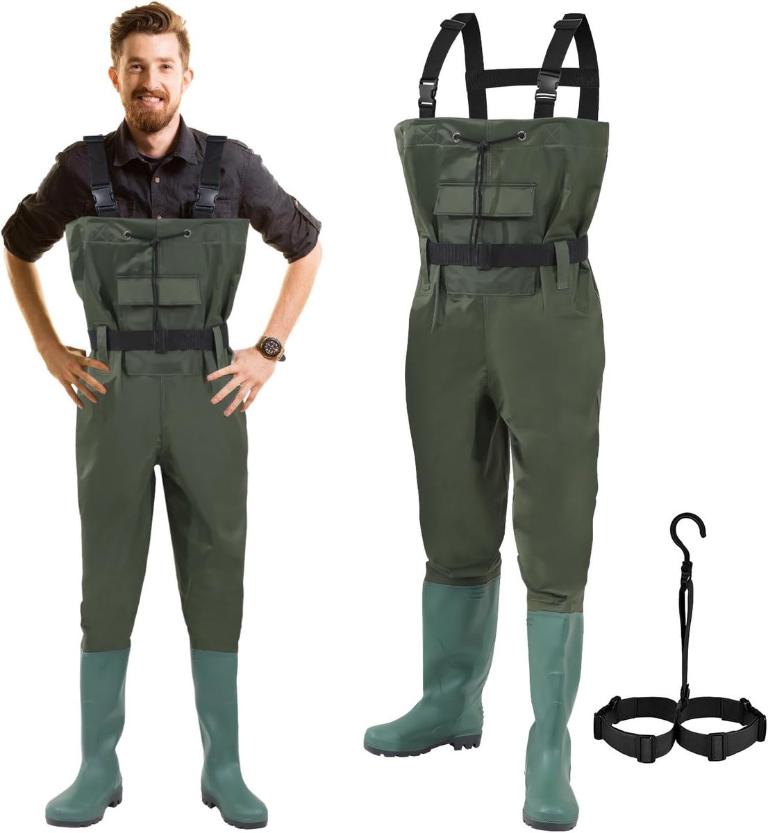 70D nylon composiet pvc, visbroek voor dames en heren, met laarzen, visbroek met haken voor bouwplaatsen, vissen, boerderijen, tuinen