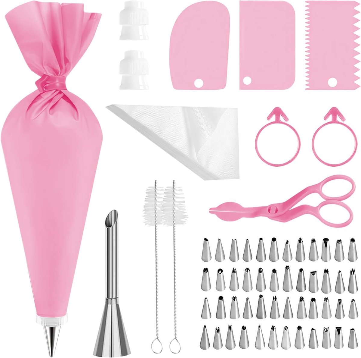 Spuitzakken met Tüllen, 80-delig Taartaccessoires, Piping Bag en Spritztüllen Set Taarten, Taartaccessoires Geschikt voor Beginners