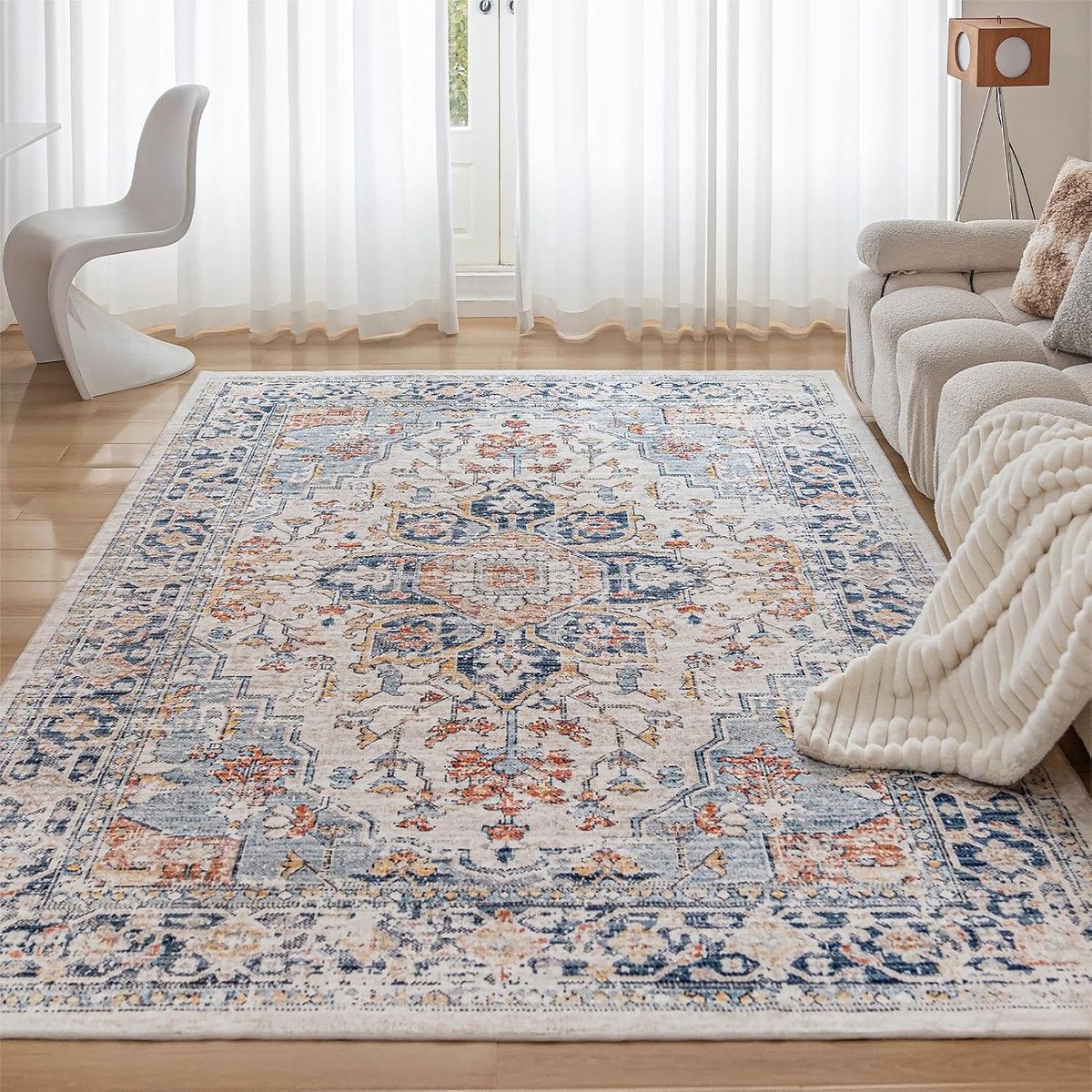 Vloerkleden voor de woonkamer, modern tapijt, vintage, klassiek, laagpolig antislip boho-tapijt voor slaapkamer, machinewasbaar tapijt, kunstwol, veelkleurig, 300 x 400 cm
