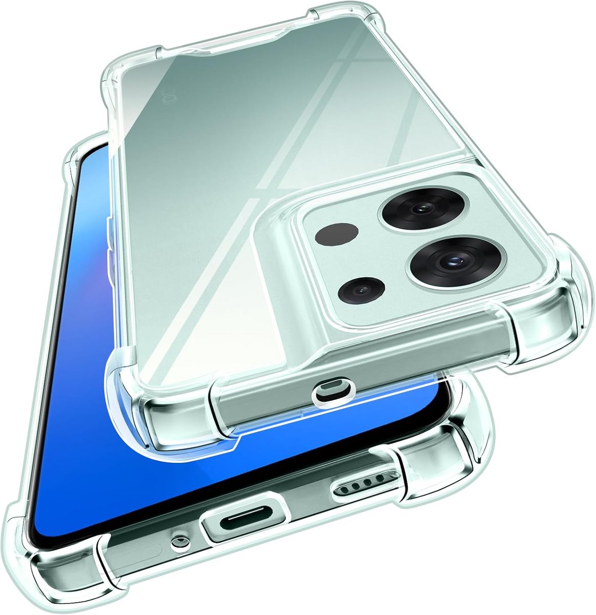 IVoler Anti-vergeling, transparante beschermhoes voor Oppo Reno8 Pro 5G/Oppo Reno 8 Pro 5G, stootvaste militaire kwaliteit, transparante beschermhoes voor schokdemping met zachte TPU-bumper