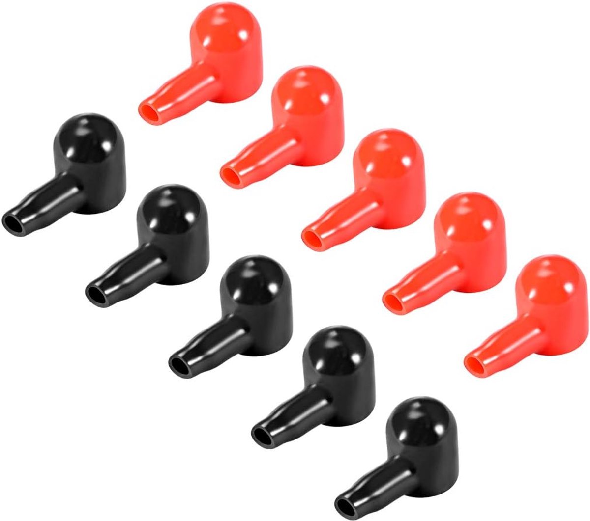 sourcing map Accupol rubber materiaal beschermende afdekkingen rood zwart 4 mm x 14 mm, 5 paar