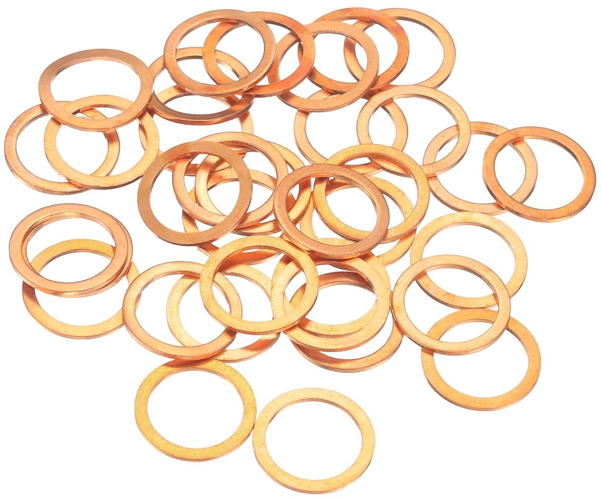 52 stuks platte sluitringen van koper, 20 x 26 x 1,5 mm, metrische platte sluitringen van koper voor het afdichten van loodgieters, schroeven, moeren, elektronische reparaties