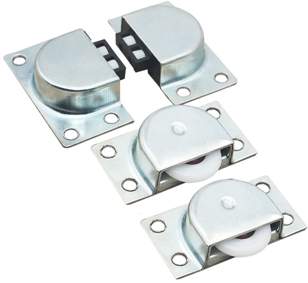 4Pcs Schuifdeur Rollen Rvs Nylon Garderobe Deur Track Katrol Schuifwielen Meubels Hardware Accessoires Voor Kast Kast