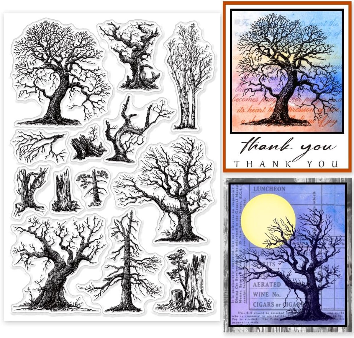 GLOBLELAND De Natuur Duidelijke Stempels van de Boomstam van de Bomen voor het Maken van Kaarten 21x1 | Boomstam Clear Siliconen Stempel Dode Bomen Siliconen Transparante Seal Stempels Voor Diy Scrapbooking Journal Album Decor