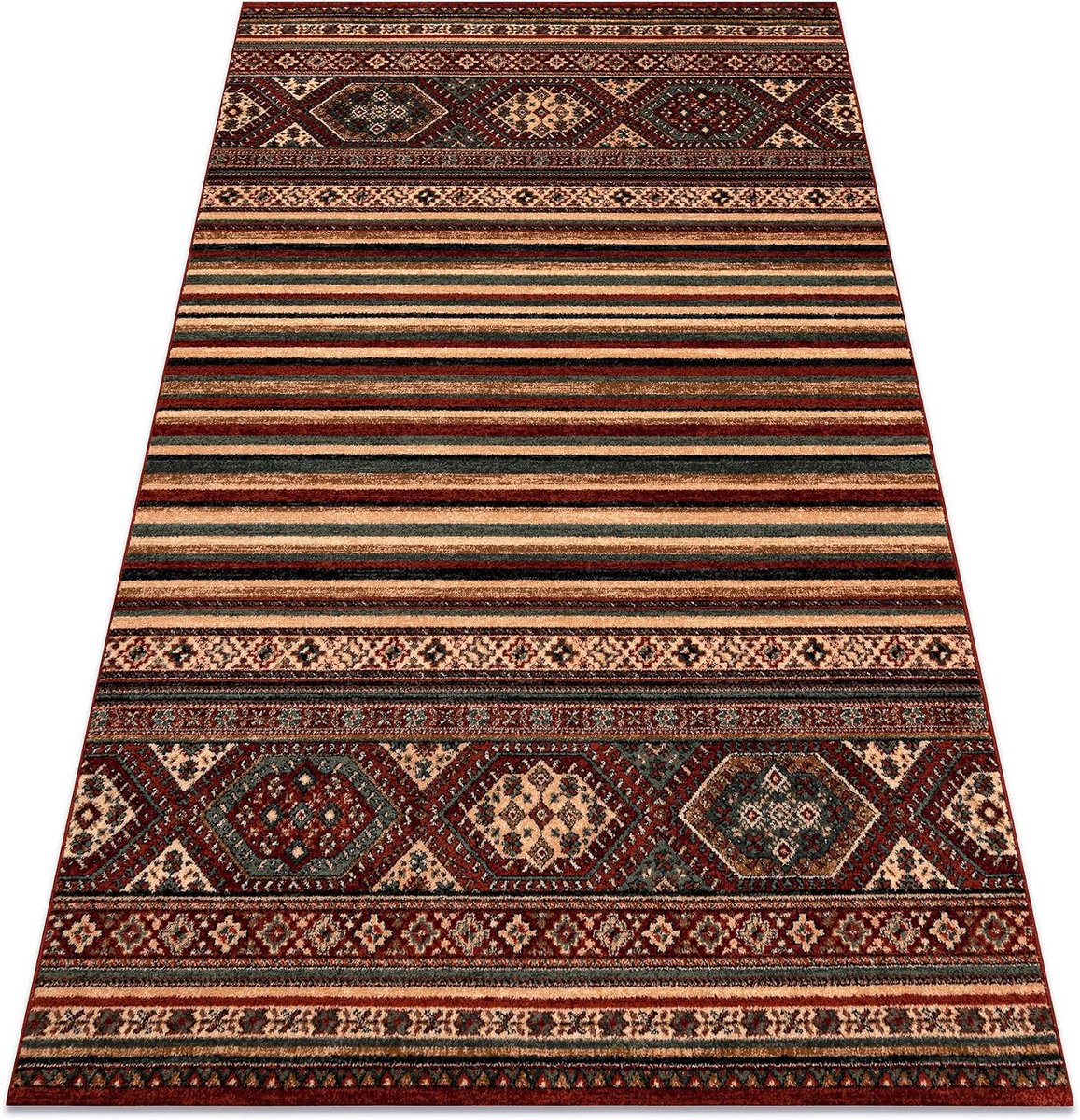 Tapijt KASHQAI Etnische, 100% wol, Klassiek, rode wijn 135x200 cm