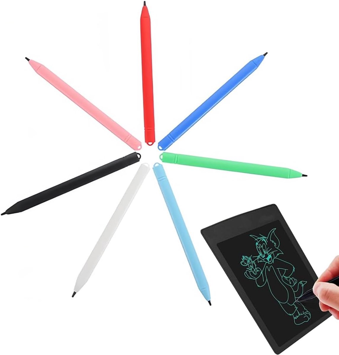 7 stuks lcd-schrijfstift, optische pen voor schrijftablet, reservefilter voor lcd-schrijfbord, geschikt voor lcd-schrijfborden en tekentabletten