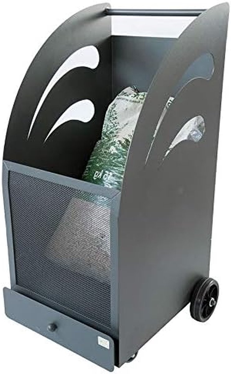 Bolderkar IJzer - Houtkar Pelletkar - Haardhout Vervoeren - Met Lade - 45x42x80 cm - Antraciet