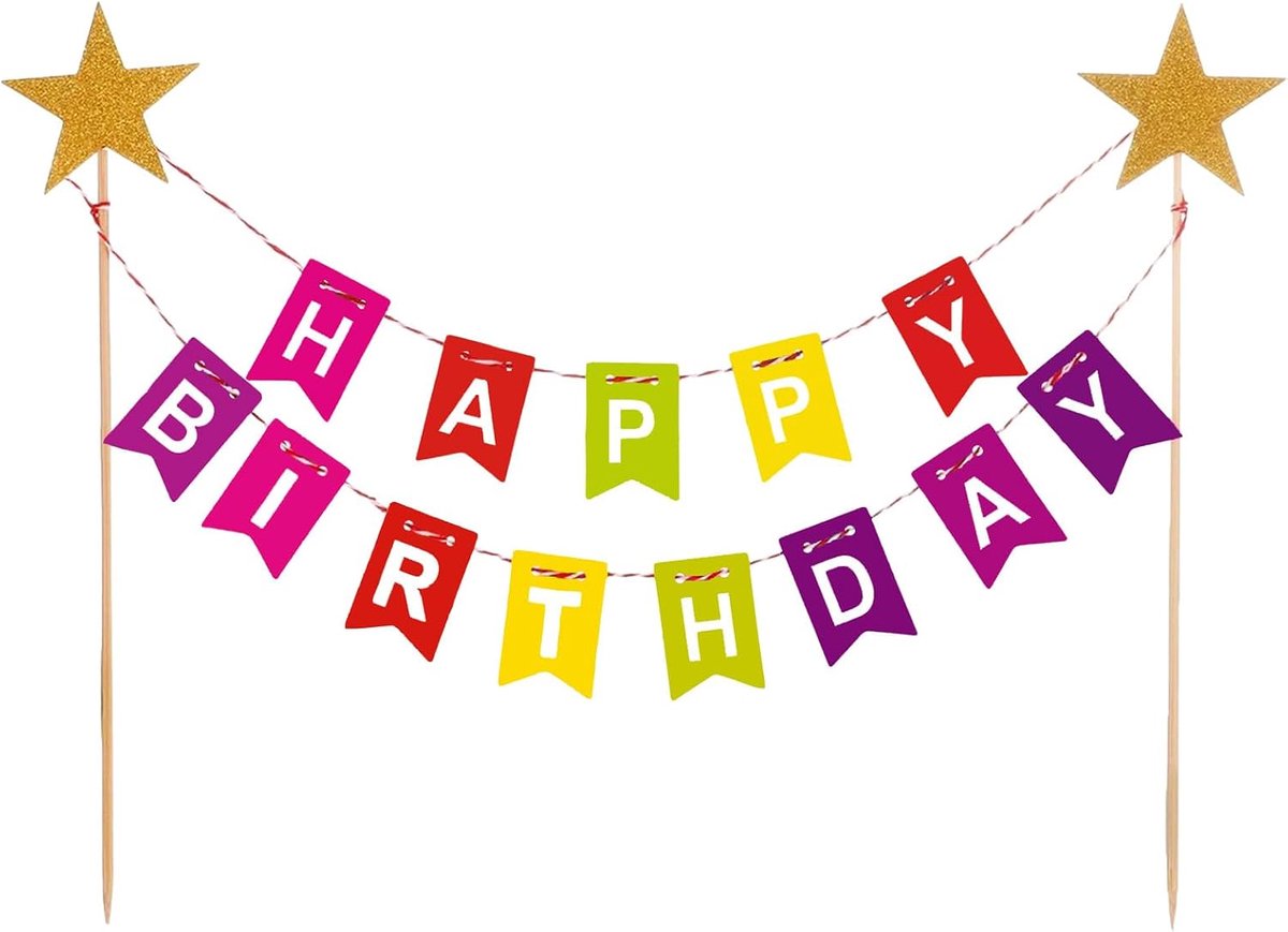 Birthday taartdecoratie, verjaardagstaartdecoratie, kleurrijke set, regenboogdecoraties, taarttoppers, taartdecoratie, voor kinderen, meisjes, verjaardagsfeest en cupcake, decoratie