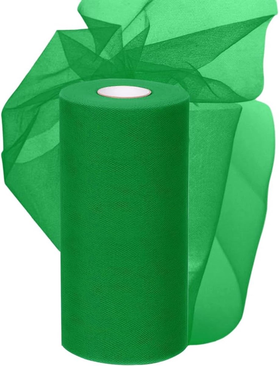 Stof, bruiloftsdecoratie, tuleband, kleurrijk, gemengd voor doe-het-zelf decoratie en gastgeschenken, feest, verjaardag, bruiloft, 30 cm x 92 m, groen