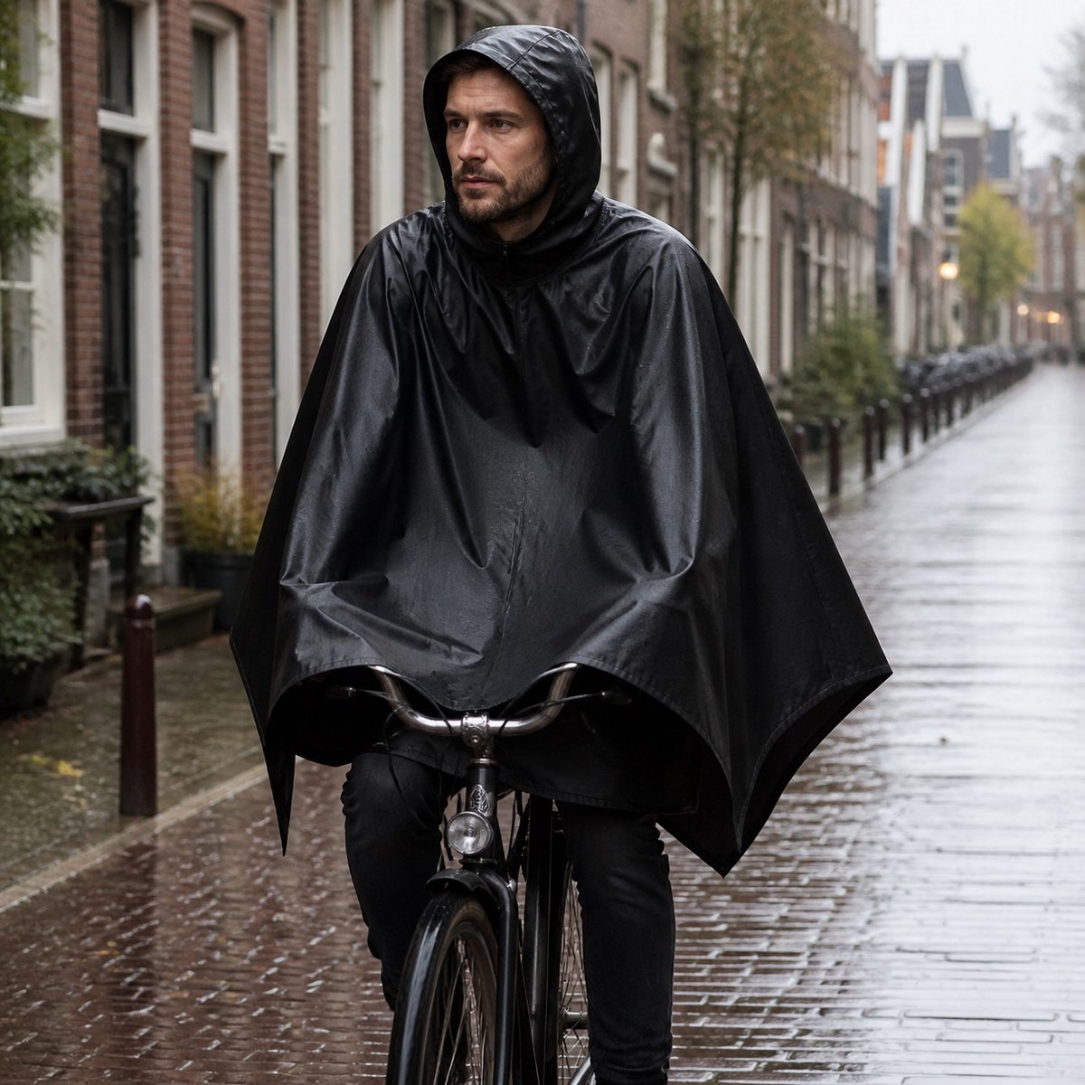 Dutch Standard Regenponcho Unisex – Zwart – Met Capuchon – One Size