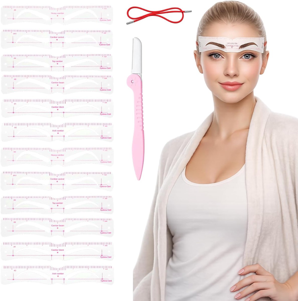 Wenkbrauwsjablonen 12 stuks - herbruikbaar - antislip houder - nauwkeurige contouren voor beginners - SnelShoppen