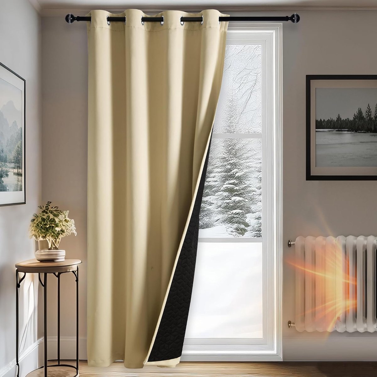 Thermal Blackout Curtains 132 x 245 cm - lichtbeige - dubbelzijdig met thermische voering - SnelShoppen