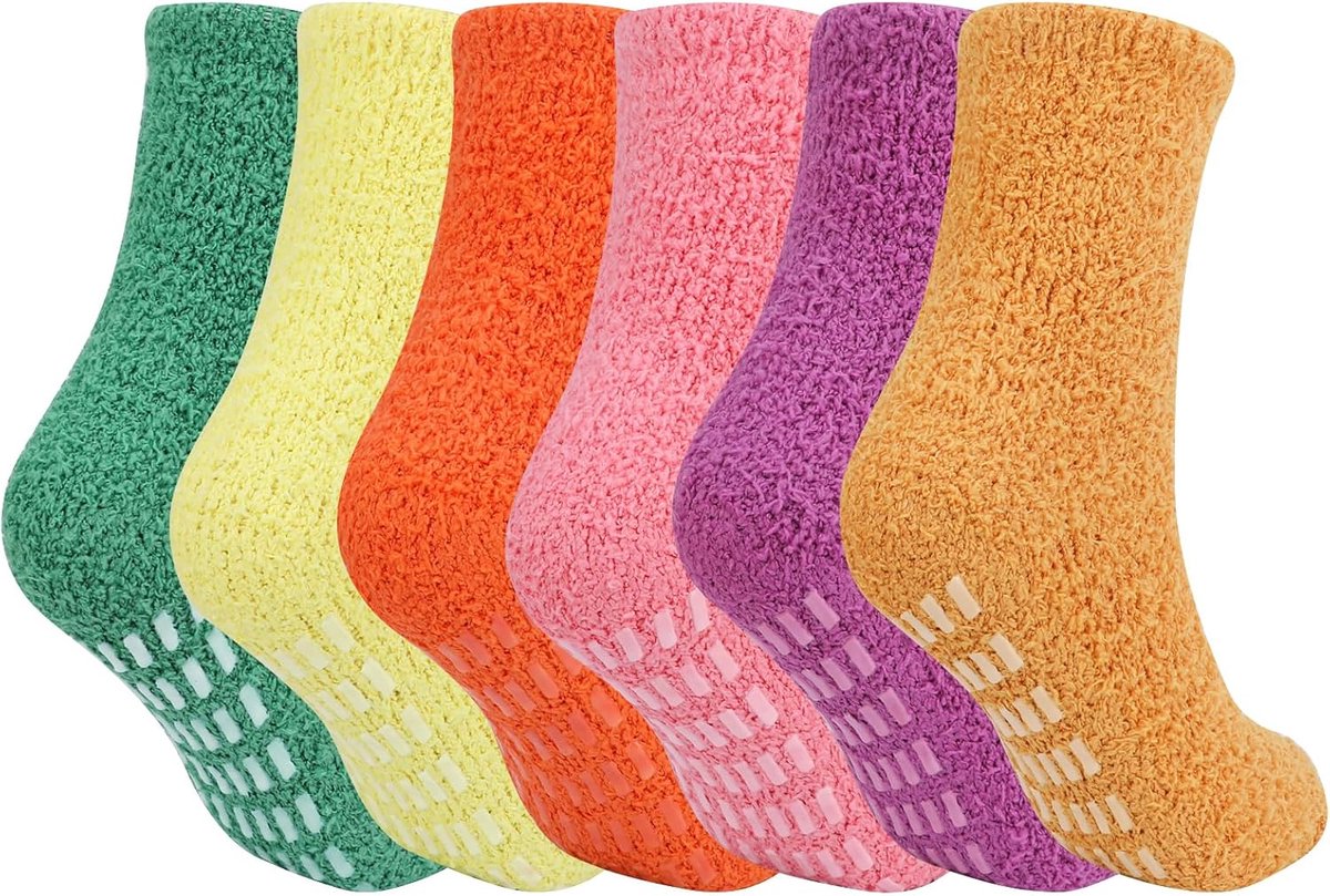 Sokken, Fuzzy Sokken Wintersokken Bedsokken Knuffelsokken Slaapsokken Warme huissokken voor vrouwen meisjes, Meerkleurig, Medium-Large