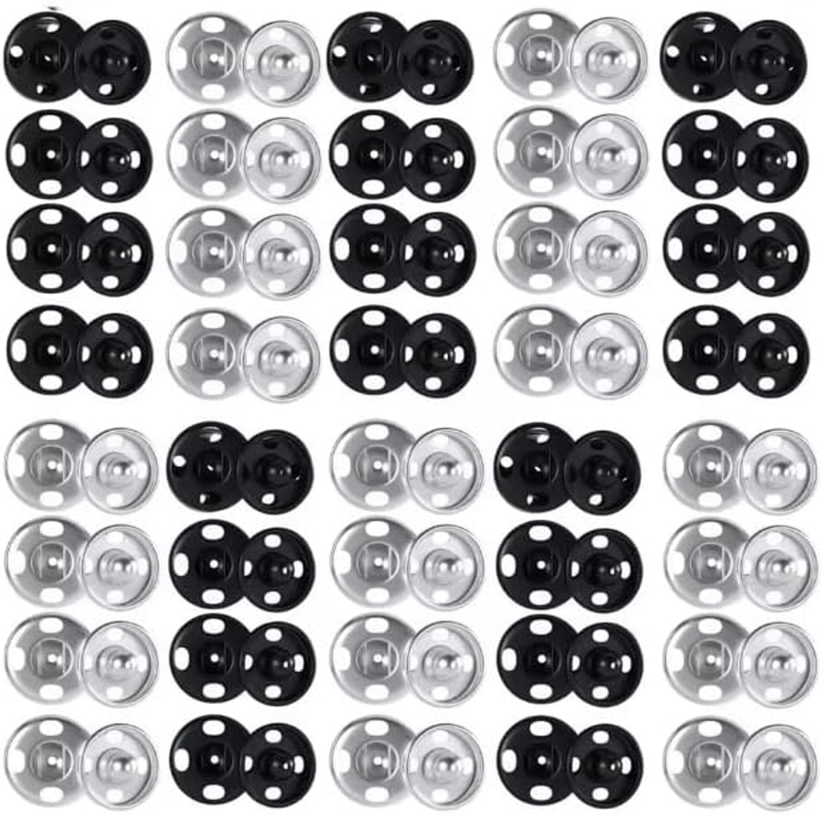 Knopen en drukknopen voor kleding, handtas, handwerk, doe-het-zelf benodigdheden (zwart en wit, 12 mm)