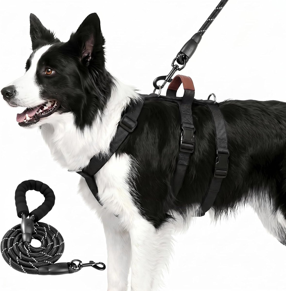Zonder trekken, anti-trekveiligheidstuigje voor honden, veiligheidstuigje voor honden, ontsnappingsbestendig, licht ademend, vest voor middelgrote en grote honden (zwart, L)