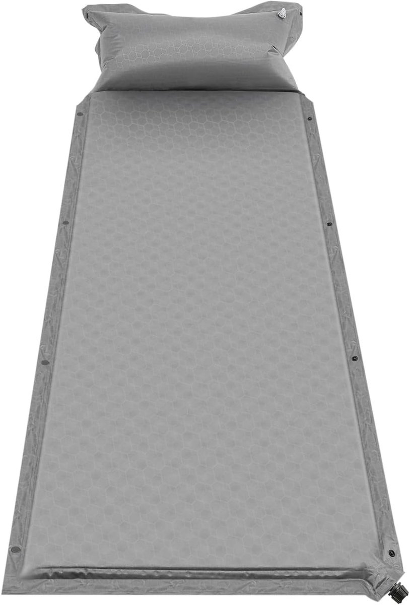 Zelfopblazende slaapmat, 5 cm, luchtmatras, zelfopblazend, 192 x 66 cm, campingmatras met opbergtas, geschikt voor yoga, picknick, camping, op het strand en andere gelegenheden, grijs