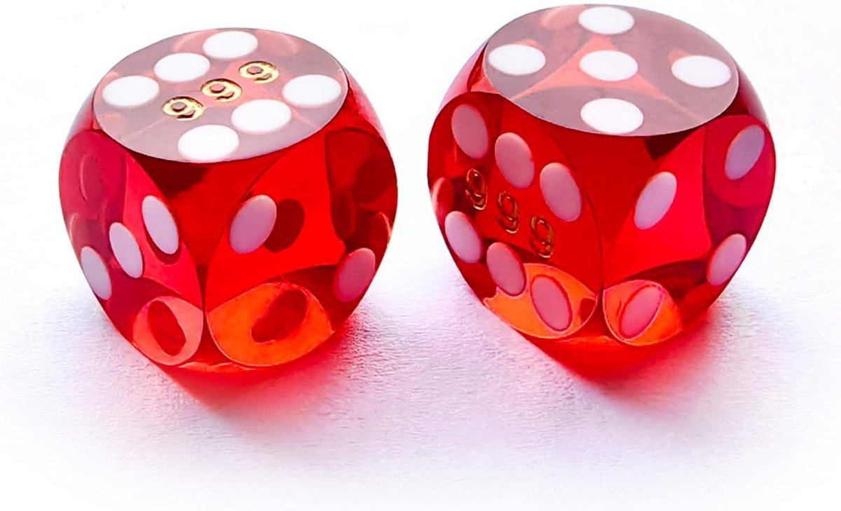 Professional Precision Dice Round Corner 9/16" (14.3mm) with Random Serial Number, Precision Cut Dice 14.3MM Gem Red, 2pcs Set