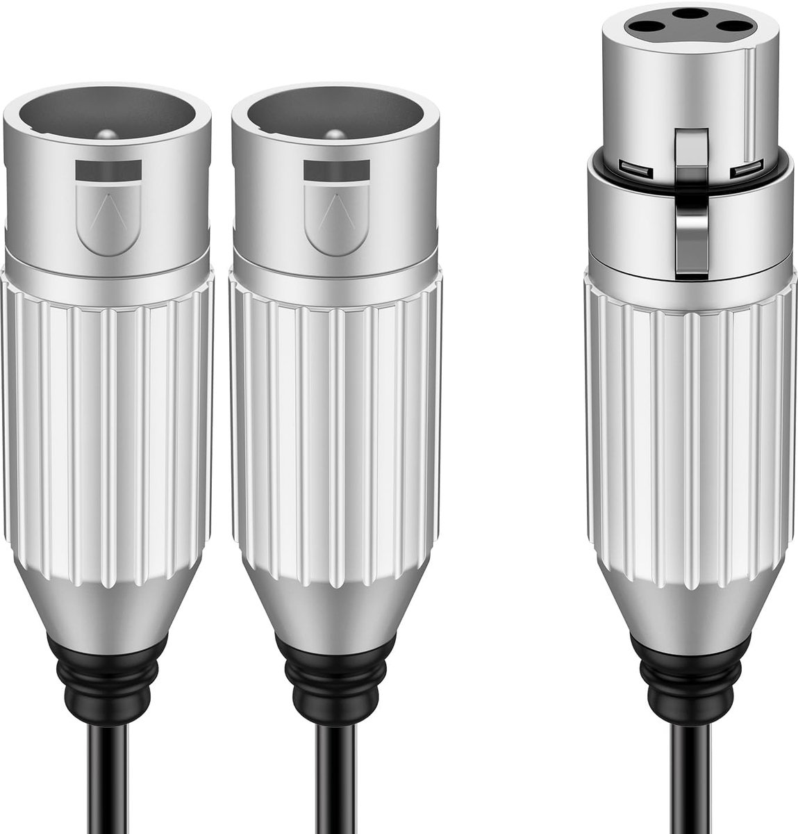 Splitter Kabel, PVC Behuizing Gebalanceerde Microfoonkabel, 2 XLR Male naar XLR Female, 3-Pins Jack Y-Splitter Adapter voor Mixer, Versterker, Limiter en Luidspreker, 0,48m