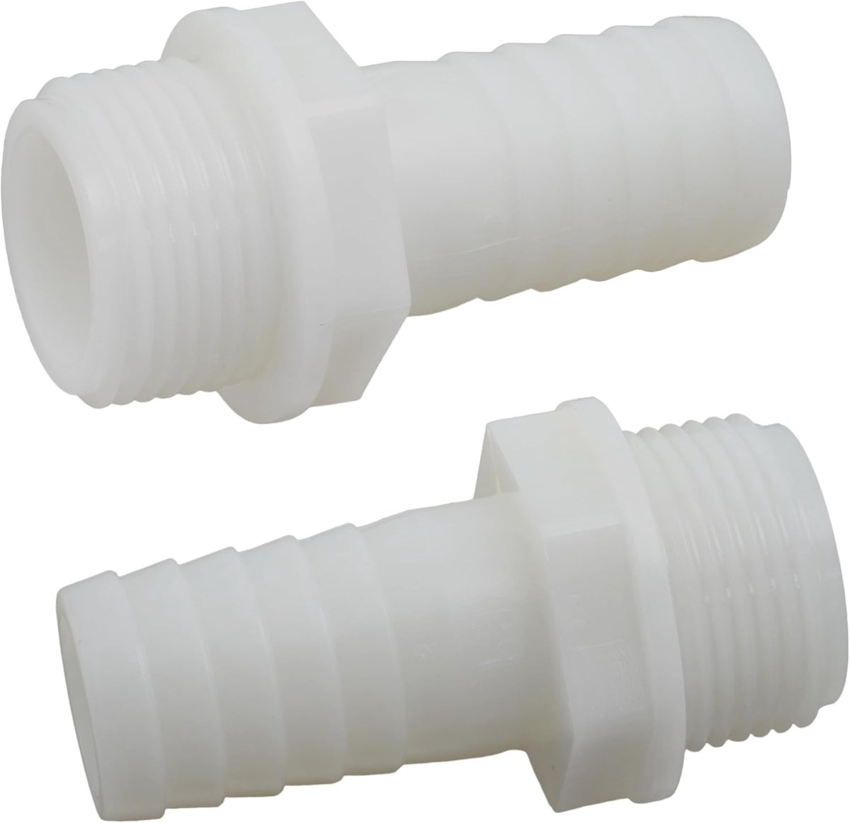 - C75011 - set met 2 aansluitingen mannelijk geribbeld recht 1" x Ø25mm om vast te schroeven - buitendraad - aansluitadapter irrigatie cirkel irrigatiesysteem - van polyamide - kleur wit