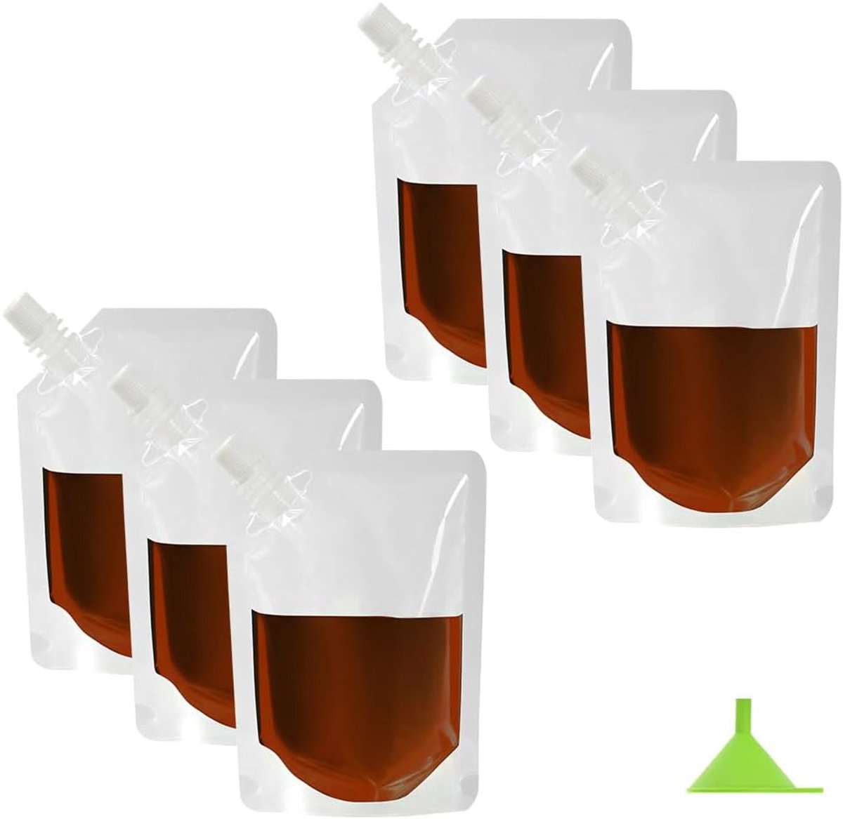 6 stuks drinkzakjes voor festivals, hervulbare doorzichtige plastic drinkflessen voor reizen, herbruikbare picknick, camping, feest, Halloween, warme koude drank