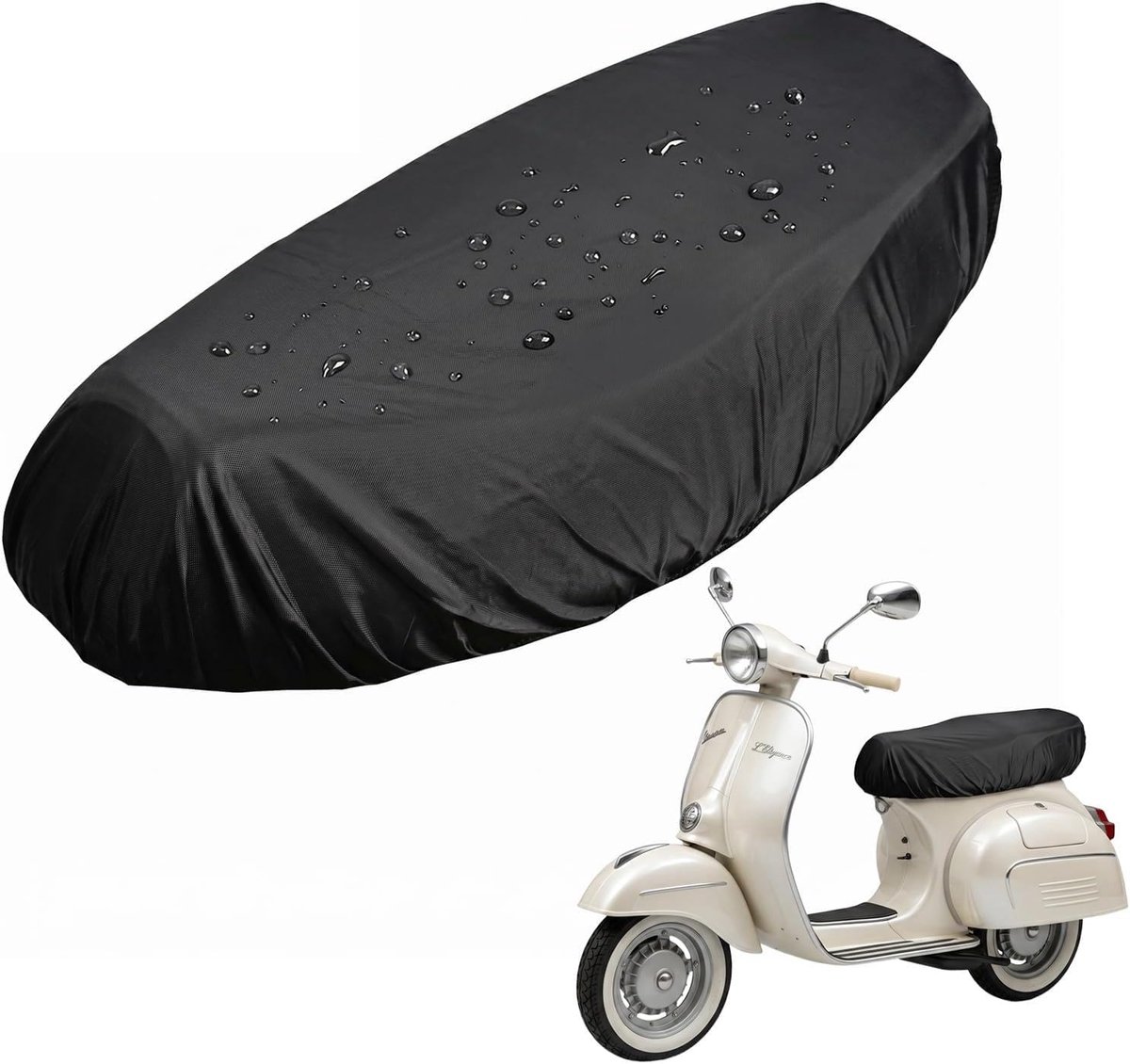 Zadelhoes voor motorfiets, universeel, met elastiek, waterdichte stoelhoezen, motorzadelhoes, motorscooterhoes voor scooter, stoelbescherming, zwart, XL (60-92 cm)