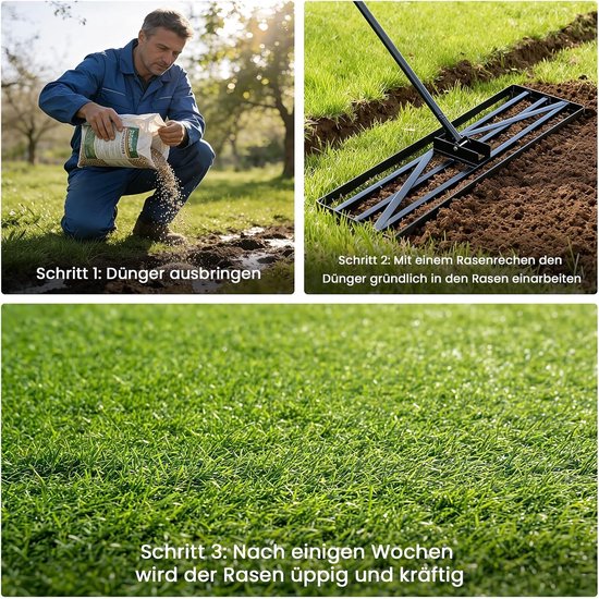 110 x 30 cm, tuingazon-nivelleringshark met 210 cm extra lange steel, tuingereedschap voor het moeiteloos nivelleren van tuin-, golfveld- en boerderijgazonoppervlakken — afbeelding 4