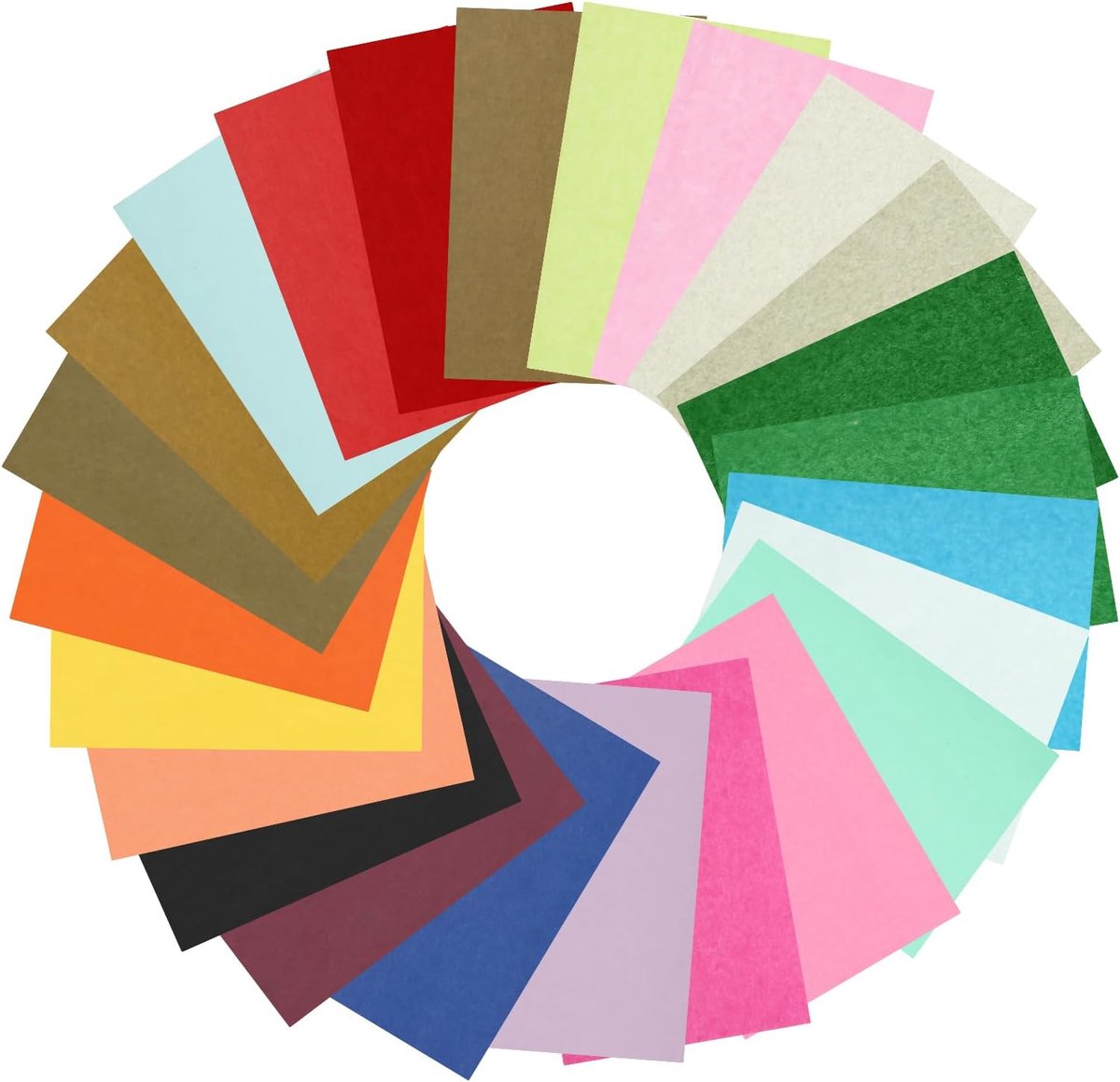 Zijdepapier, kleurrijk, A4, 24 kleuren, transparant papier om te knutselen, glad knutselpapier, zijdepapier, verpakkingsmateriaal voor pompons, papieren bloemen, decoratie, vulmateriaal