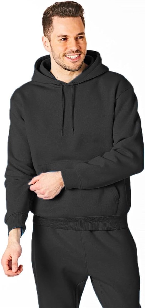 Hoodie voor heren, fleece pullover – capuchontrui met zakken en trekkoord, sweatshirt met lange mouwen, zacht, warm, voor fitness, gym, vrije tijd, loungewear