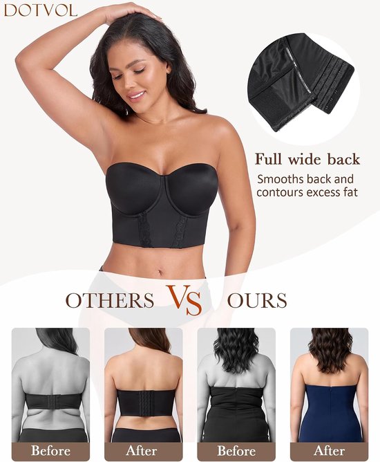 Strapless beha voor dames, push-up-effect, beugel, ondergoed, vormend, beha, korset, houdt stevig vast, grote maten — afbeelding 2
