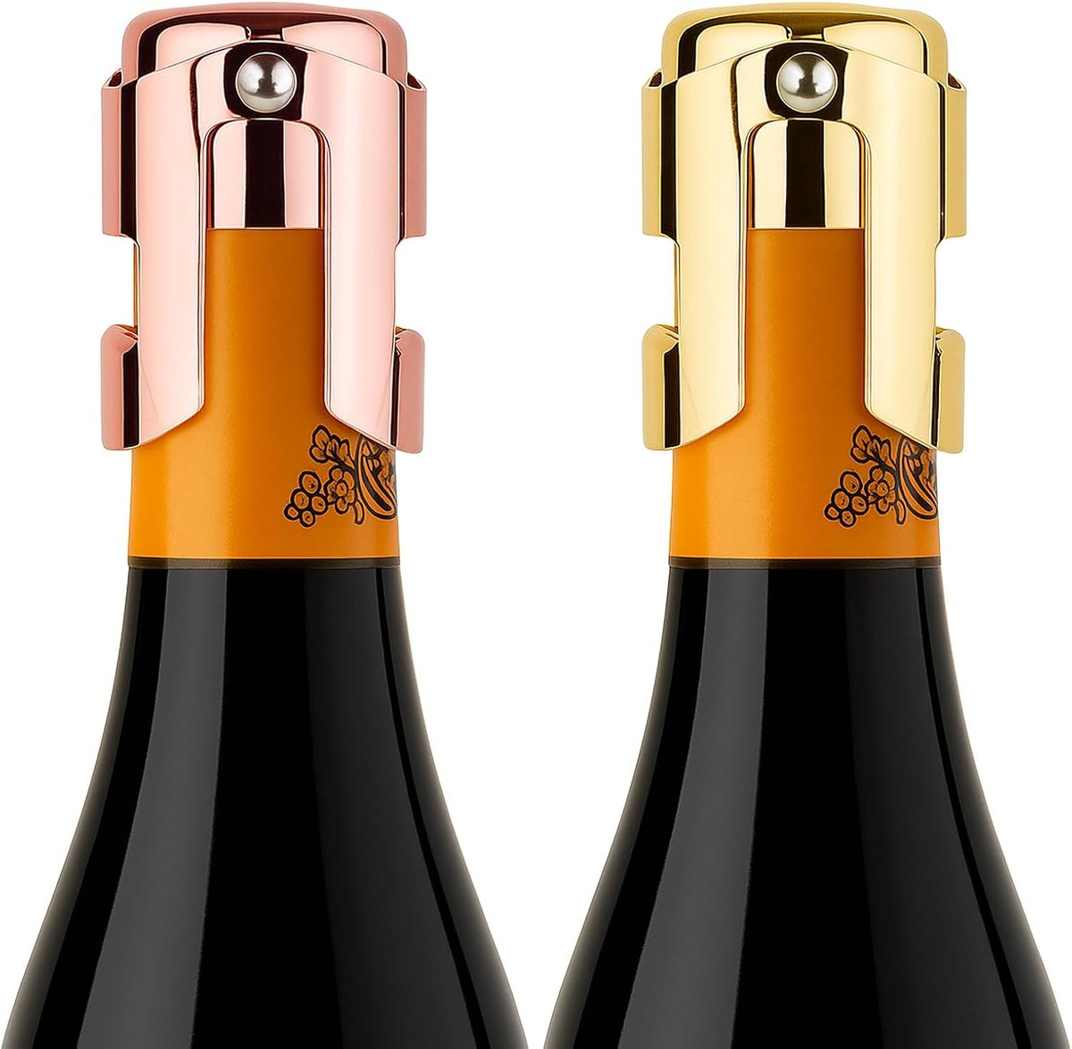 2 stuks, champagne, wijndop van staal en champagne, professioneel, lekvrije deksel voor mousserende wijn, Prosecco en bierflessen (goud en roségoud)