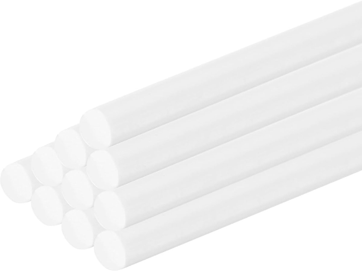 10 stuks witte ronde stangen van kunststof, 2,5 x 250 mm, ABS-styreen, ronde staaf, solide stang, model voor speelgoed, bouw, architectonische modellen