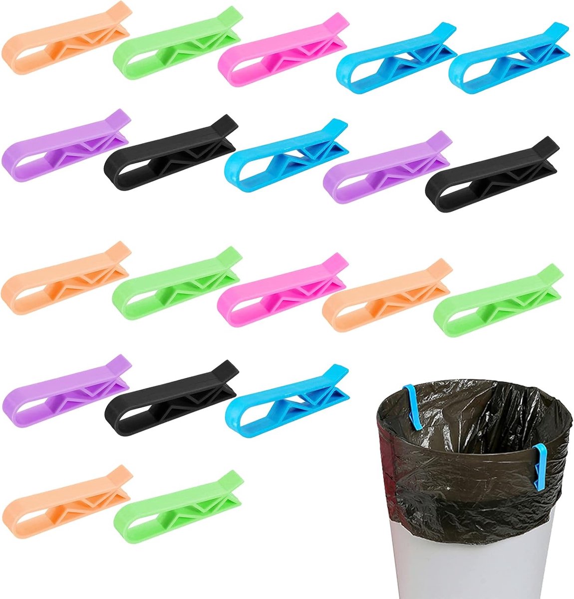 20 stuks afvalemmers, clips, kunststof klemmen, houders voor keuken, vuilnisemmer, vuilnisemmer, tas, schoudertas, vaste clip, kleur, willekeurige kleur