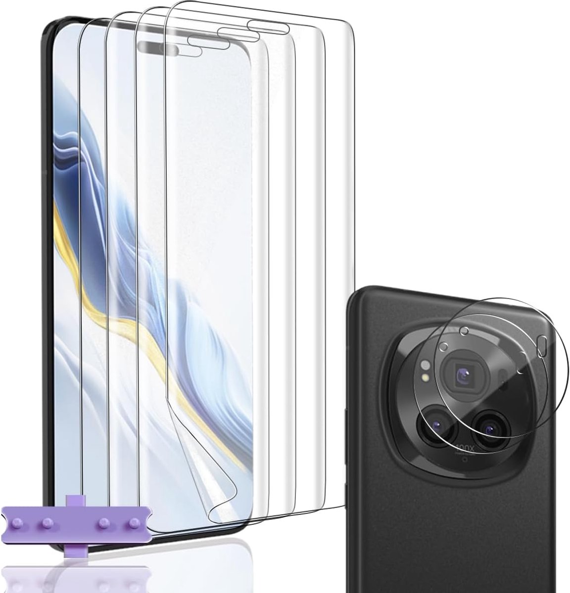 4 + 2 stuks displaybeschermfolie voor Honor Magic 6 Pro, transparante TPU-folie (geen glas) en Honor Magic 6 Pro gehard glas camera, HD displaybescherming voor Honor Magic 6 Pro