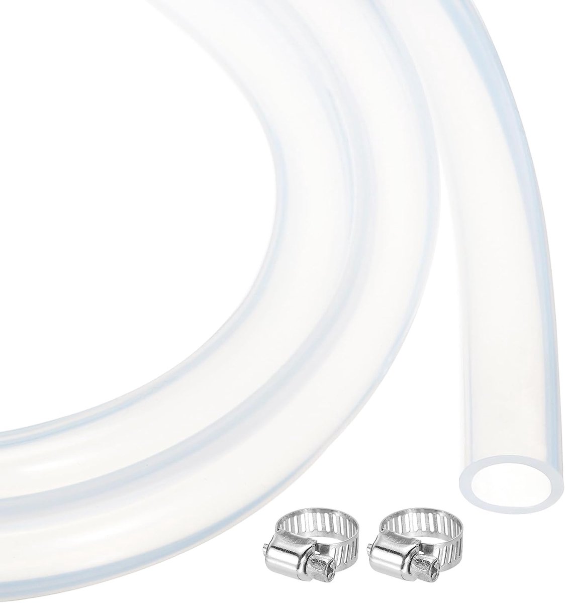 Rubberen slang van silicone, 14 mm x 18 mm, flexibele luchtslang voor brouwen, wijnproductie, pompsifon met 2 klemmen