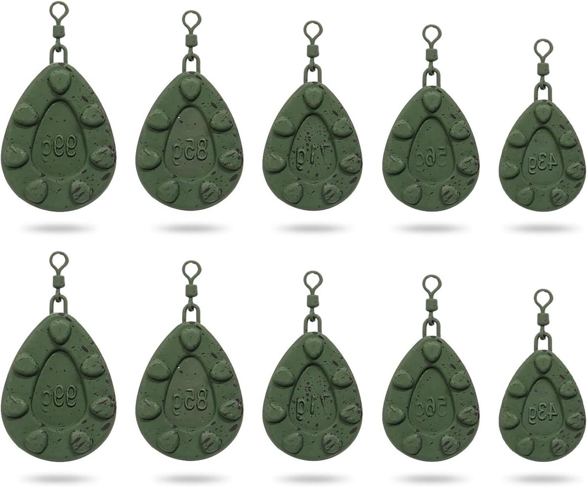 Karperlood Set - Vislood Druppelvorm - Karpervissen - Aerodynamisch Profiel - 43g - 99g - Groen