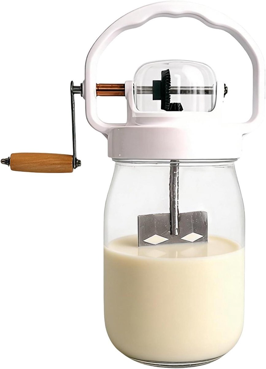 Handmatige Handmixer - Boterblender Garde - Bakken en Koken - Glazen Fles - 1500 ml - Veelkleurig