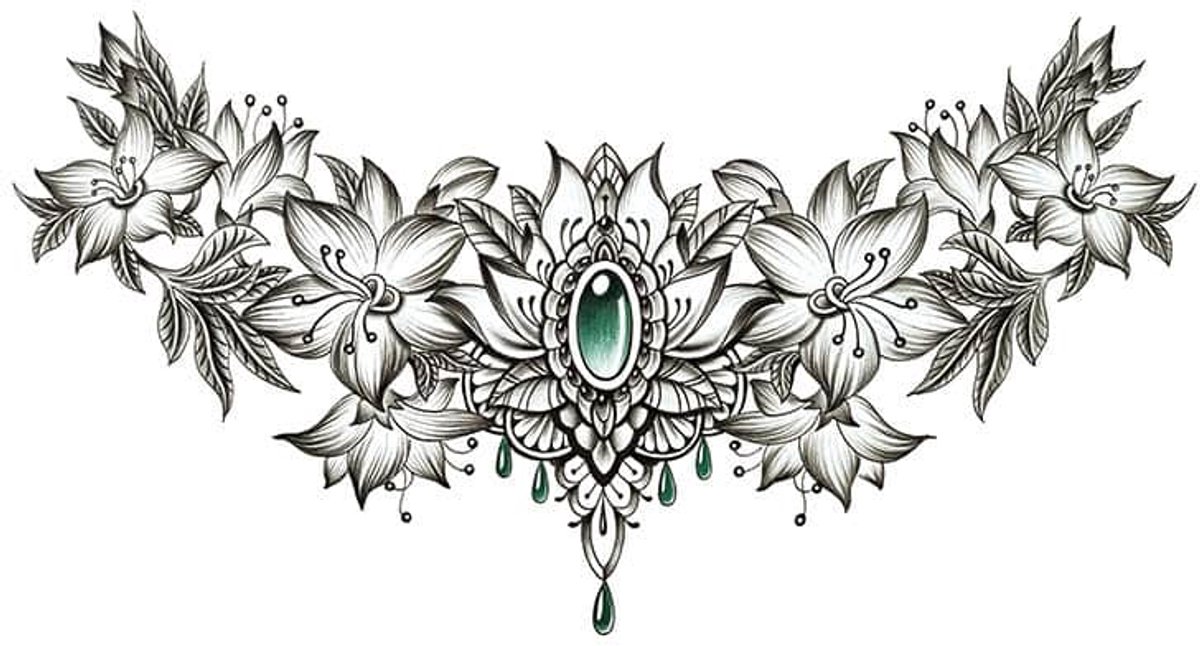 Tijdelijke tattoo bloemen emerald 3 dagen