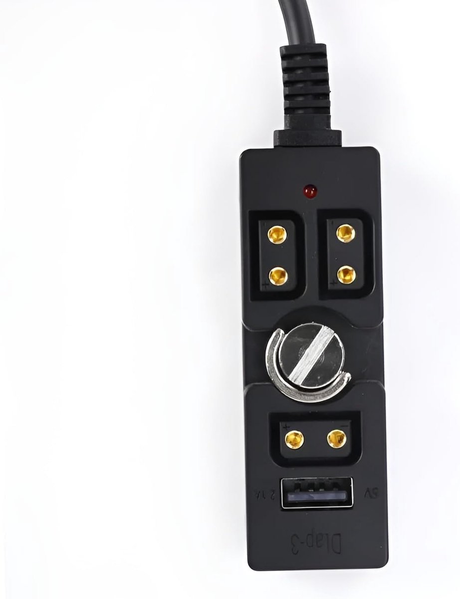 Splitter opgerolde kabel, opgerolde man naar 3-punts vrouwelijke splitter voedingskabel-hub met USB en indicatielampje - Perfect voor Anton Bauer, V-Mount, RED Camera, TILTA, Steadicam
