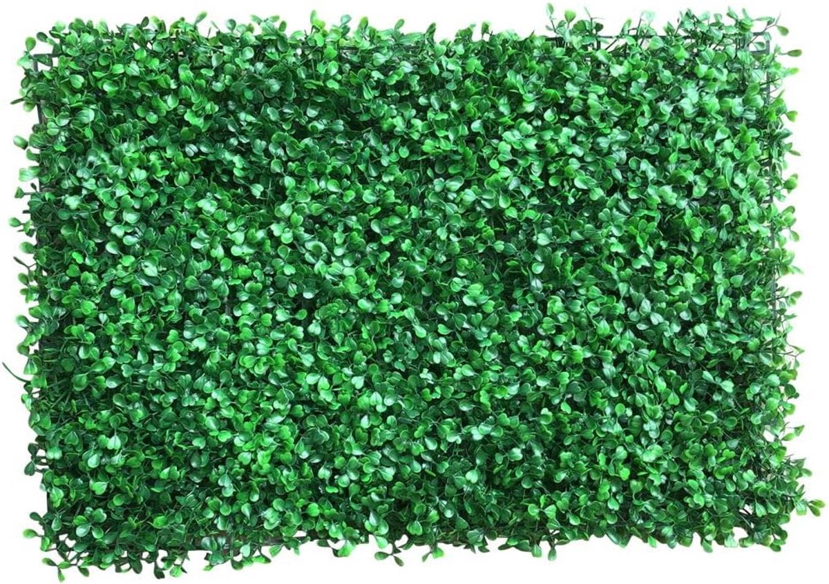 Kunstmatige plantenwand, 12 stuks, heg, inkijkbescherming, plantenwand, achtergrond, kunstklimop, bladplant, uv-bestendig, wanddecoratie, tuinhek, 40 x 60 cm