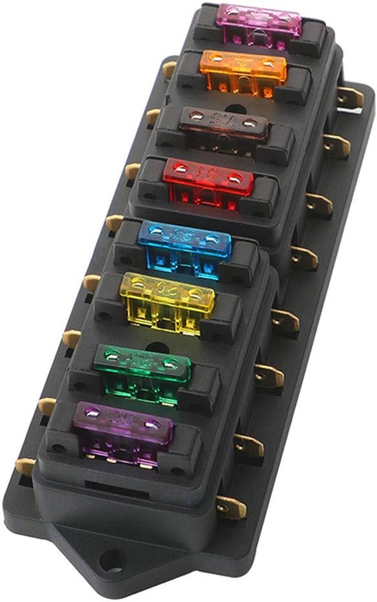 8 Weg Zekeringdoos, Auto Blade Zekeringkast, Universeel Standaard Blade Zekeringhouder, Circuit Zekeringblok, met 10Pcs Gratis Standaard Meszekering, voor Auto Vrachtwagen Boot