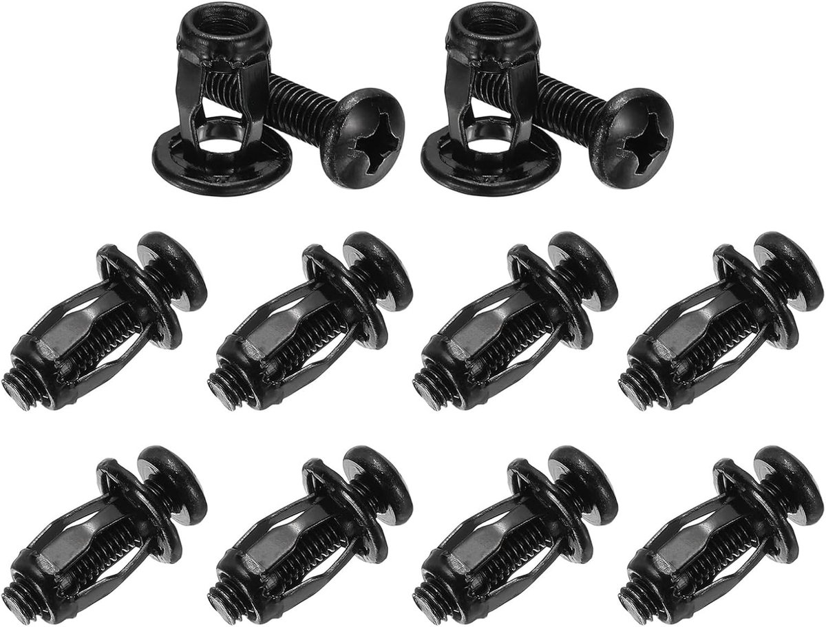 METERXITY 10-pack M6 x 20 holle deurankerset, bloemblaadjesmoeren uitbreidingsschroef krikmoer voor holle wand/aluminium bekleding/stalen buizen/ijzeren platen/kunststof panelen [zwart]